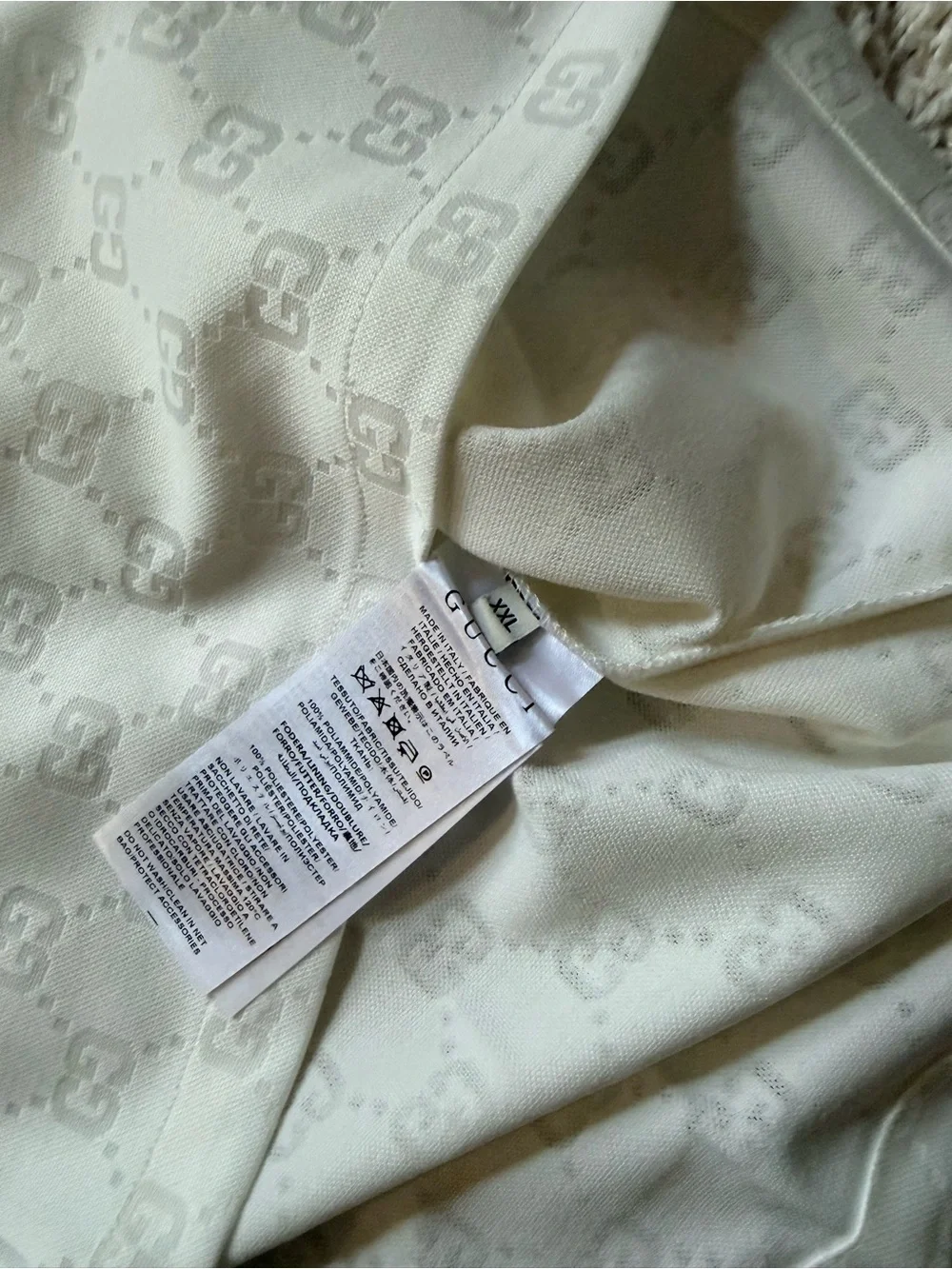 Gucci White Men's Embossed Logo Polo